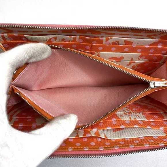 HERMES Round Long Wallet Azap Silkin Pink Rose Azalee Leather Epson Silk C Stamp - Picture 6 of 11